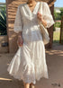 2024 Embroidered Boho White Midi Skirt